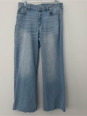 Old Navy WOW High Rise Wide Leg Jeans Raw Hem Retro Boho Relaxed Fit Women’s 12
